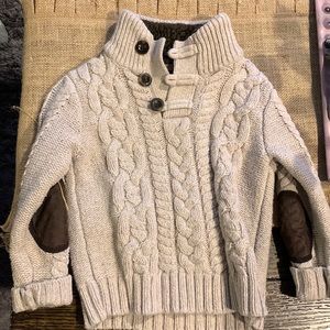 Baby Gap Toddler Boy Cable Knit sweater with pads on elbow, Size 3